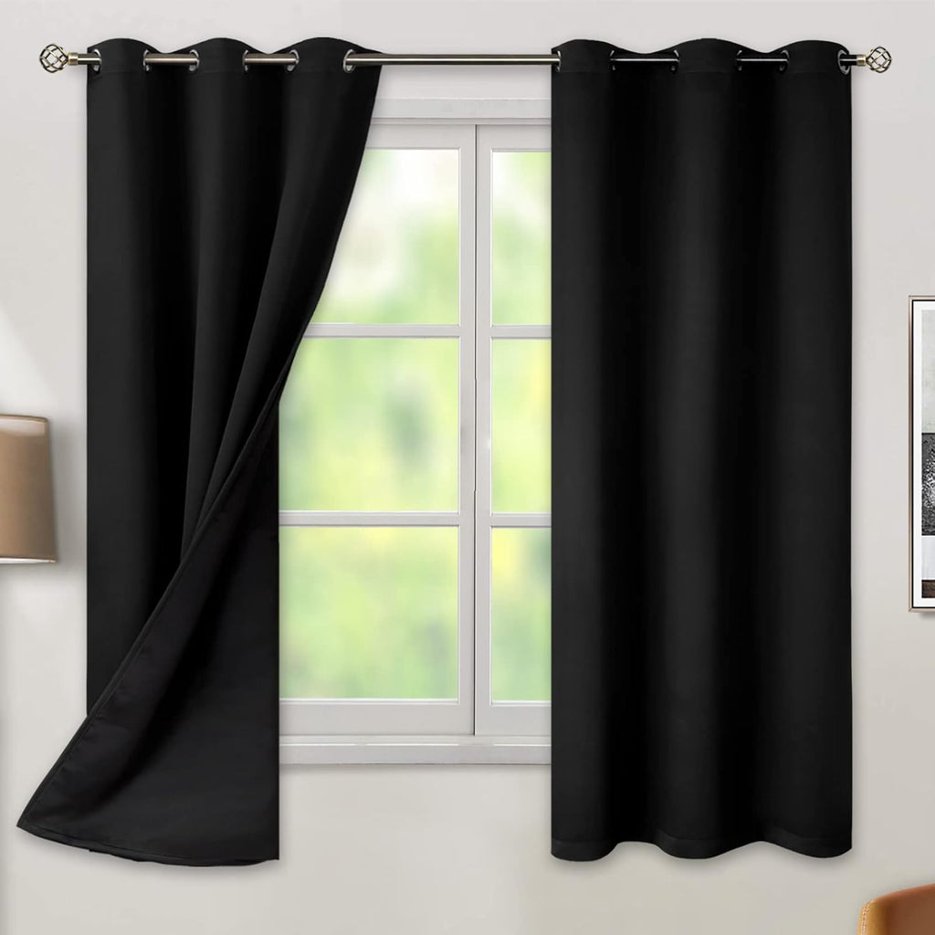 BGment Thermal Insulated 100% Blackout Curtains for Bedroom with Black Liner, Double Layer Full Room Darkening Noise Reducing Grommet Curta…