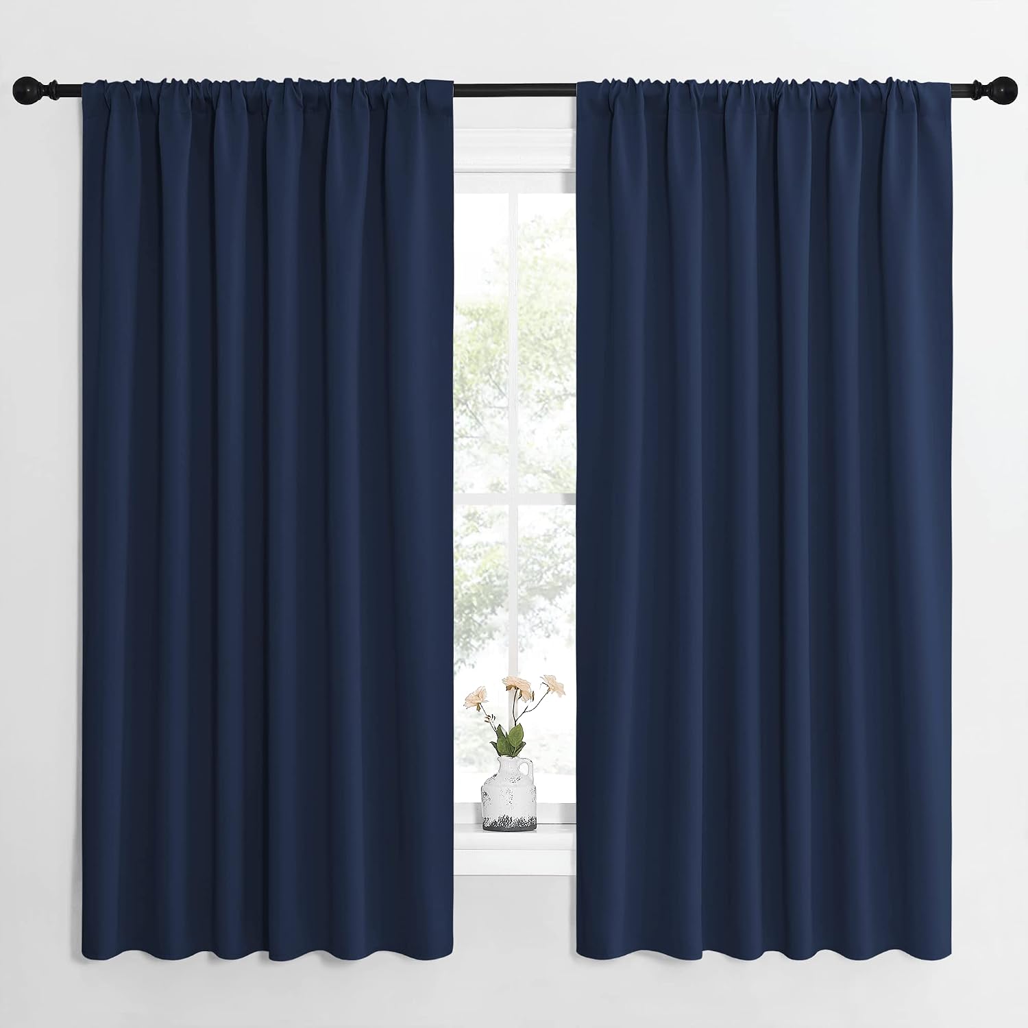 NICETOWN Blackout Curtains for Bedroom, Blackout Draperies, Home Decorations Thermal Insulated Solid Rod Pocket Blackout Drapes for Cafe…