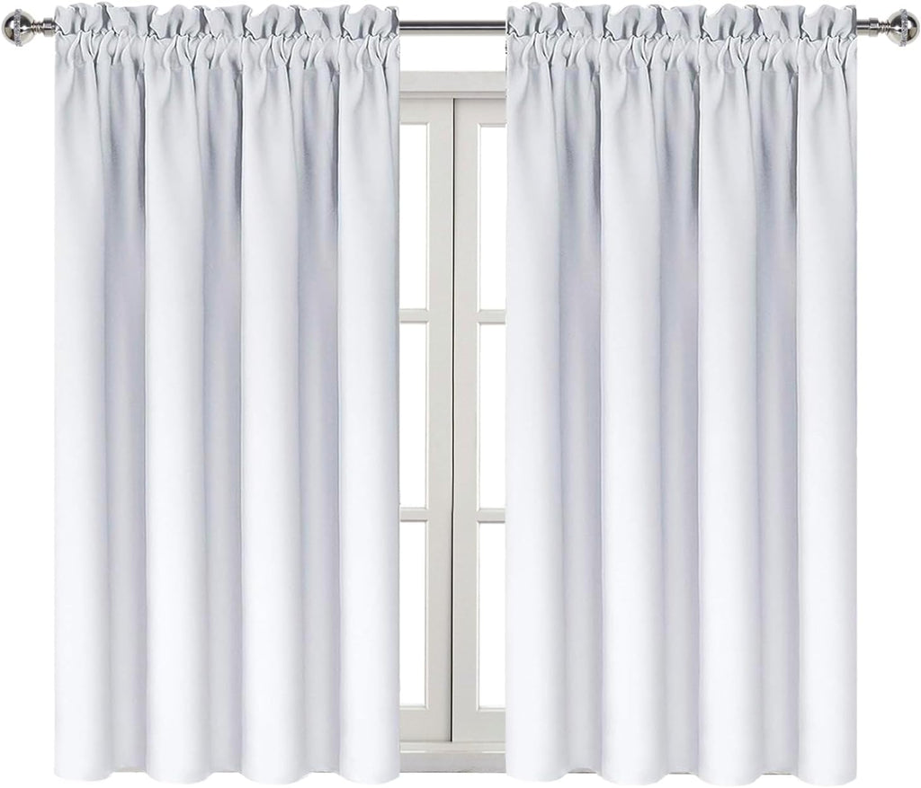 Dwcn White Room Darkening Blackout Curtains - Thermal Insulated Privacy Energy Saving Window Curtain Drapes 52 x 45 inch Length, Set of 2 B…