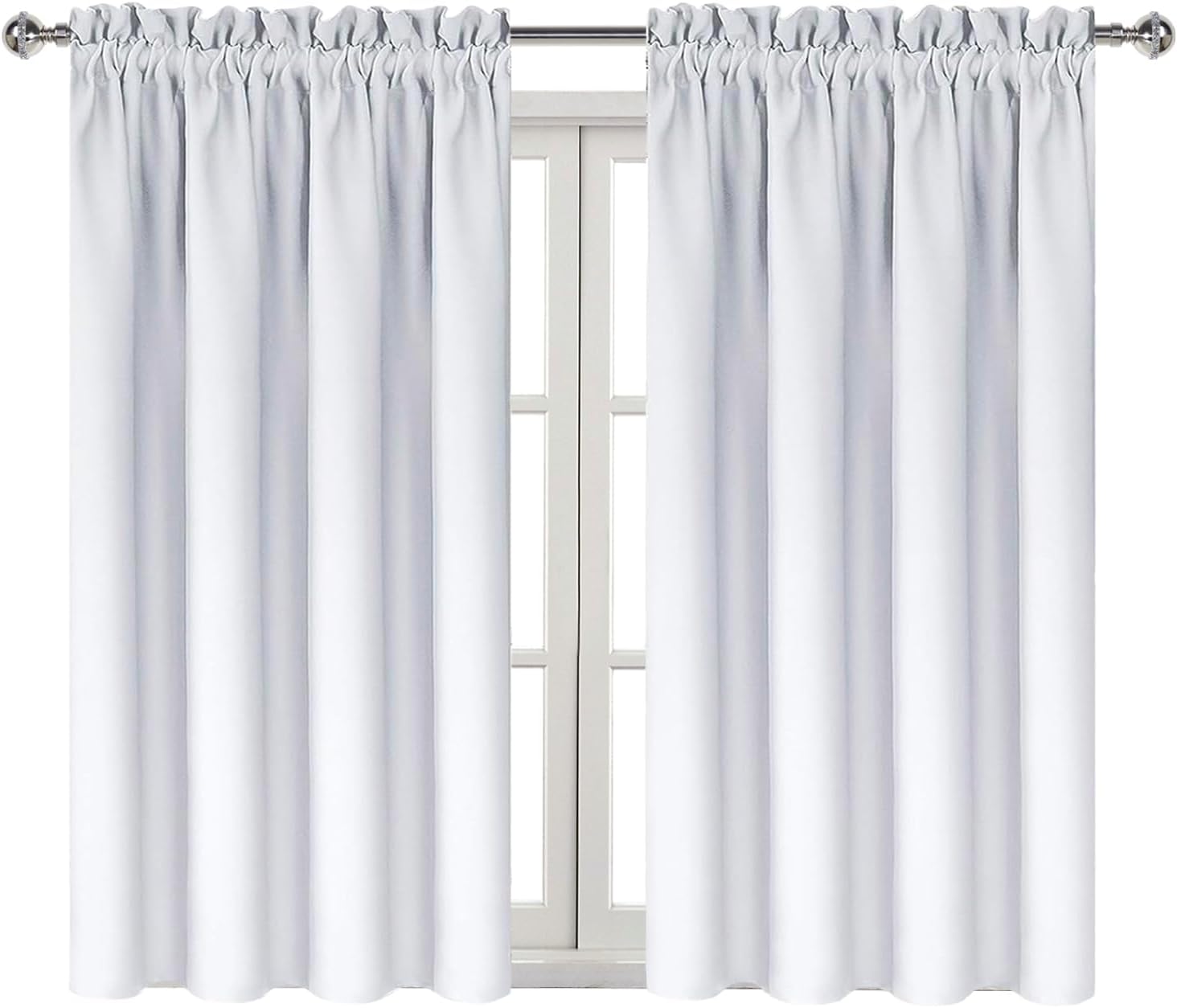Dwcn White Room Darkening Blackout Curtains - Thermal Insulated Privacy Energy Saving Window Curtain Drapes 52 x 45 inch Length, Set of 2 B…