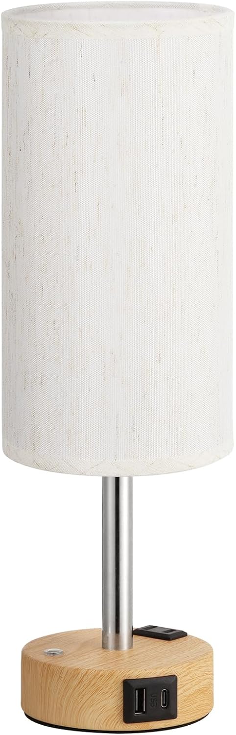 Aooshine Touch Bedside Table Lamp with Memory - Stepless Dimmable Lamp for Bedroom, Small Nightstand Lamp with Dual USB Charging Ports and…