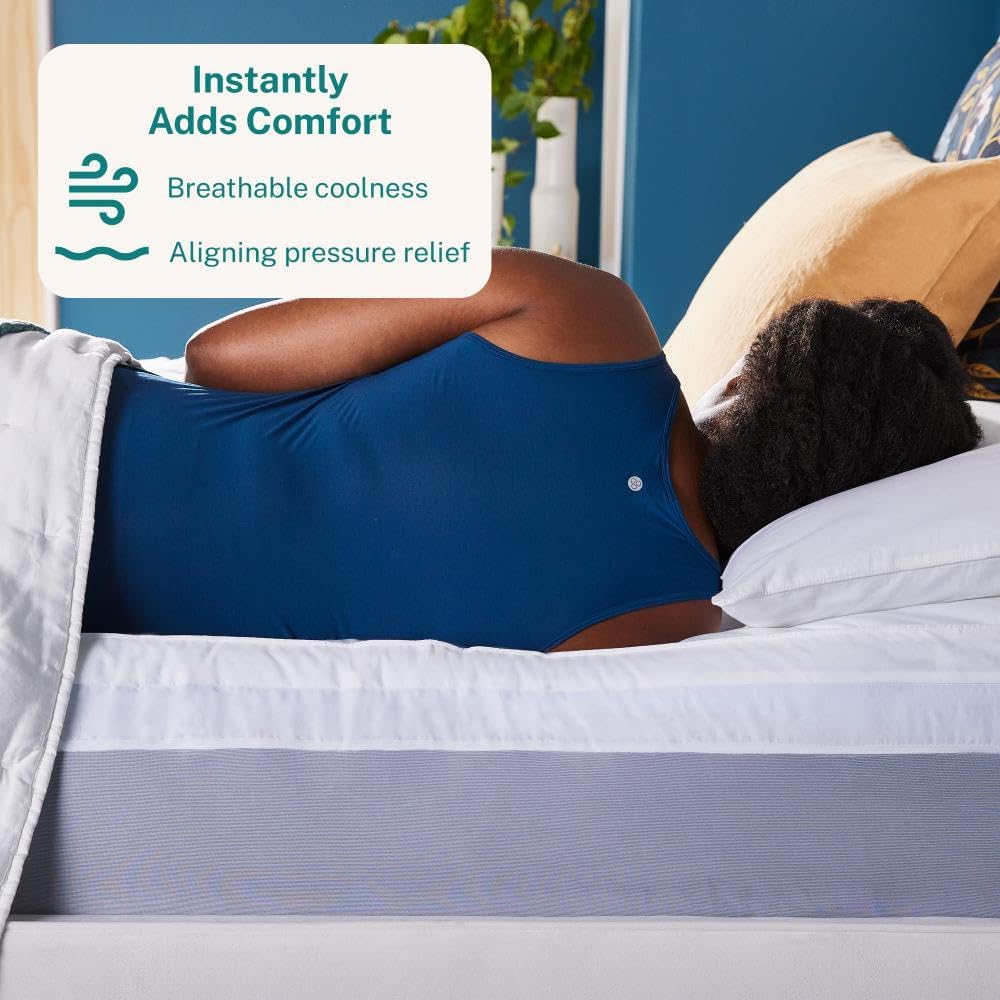 Sleep Innovations Dual Layer 4 Inch Memory Foam Mattress Topper, Full Size, Medium Support, 2 Inch Cooling Gel Memory Foam Plus 2 Inch…
