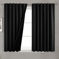 BGment Short Black Full Blackout Curtains with Liner Thermal Curtains 45 Inch Long, Rod Pocket and Back Tab Double Layer Black Out…