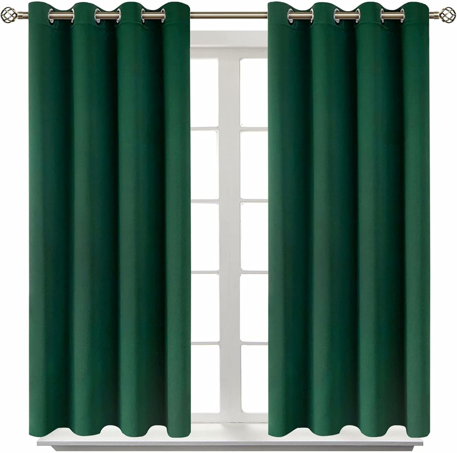BGment Blackout Curtains - Grommet Thermal Insulated Room Darkening Bedroom and Living Room Curtain, Set of 2 Panels (52 x 45 Inch, Emerald…
