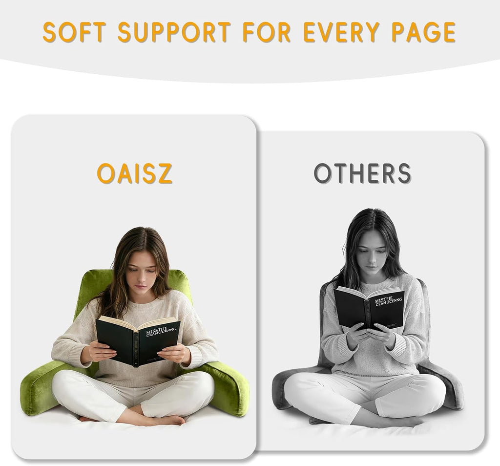OAISZ Reading Pillow for Sitting in Bed Adult, X-Large Reading Pillow with Shredded Memory Foam, Back Pillow for Sitting Up with Extend…