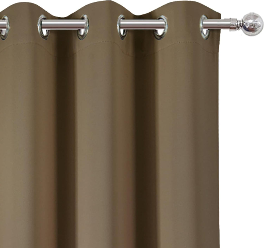 Lemomo Brown Thermal Blackout Curtains/42 x 84 Inch/Set of 2 Panels Room Darkening Curtains for Bedroom 84 Inch silver