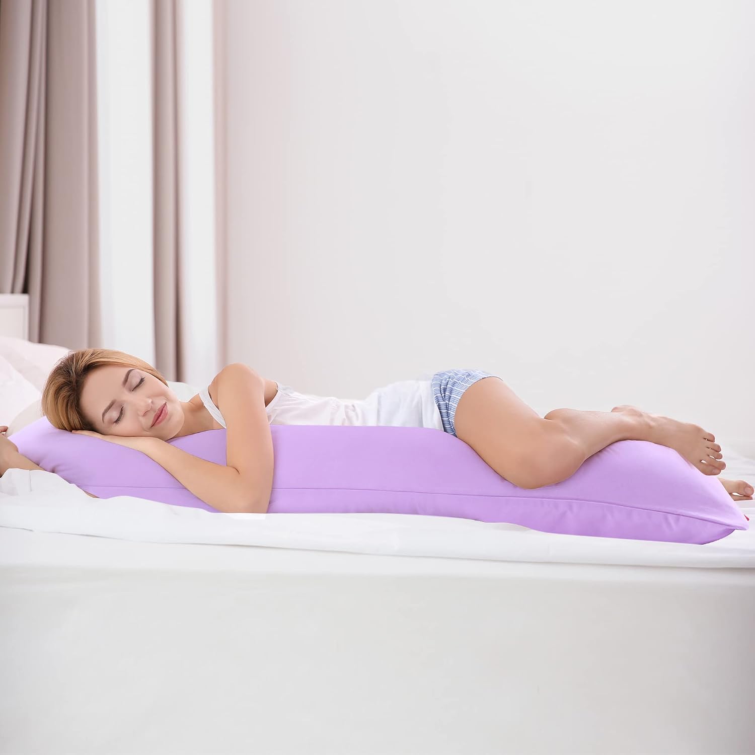 uxcell Soft Microfiber Body Pillow Cover with Zipper Closure, Long Pillow Cases for Body Pillows Weave for 90 GSM Polyester, Violet Body (2…