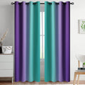 Yakamok Ombre Teal and Purple Curtains for Bedroom, Gradient Room Darkening Curtains 84 inches long, Grommet Thermal Insulated Light Blockin…