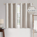 Miulee 100% Blackout Linen Textured Curtains for Bedroom Solid Thermal Insulated Ivory Grommet Room Darkening Curtains & Drapes Luxury Deco…
