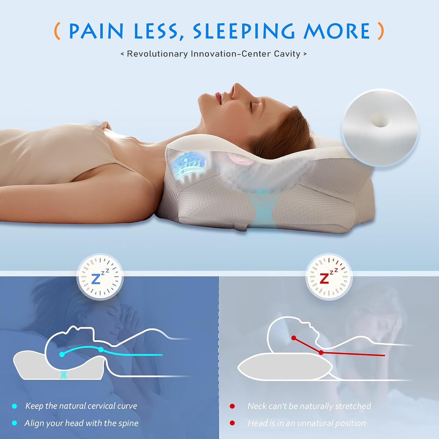 Eucior Cooling Gel Pillows for Neck and Shoulder, Cervical Pillow Cozy Sleeping, Odorless Ergonomic Contour Memory Foam Pillows for Side Back…