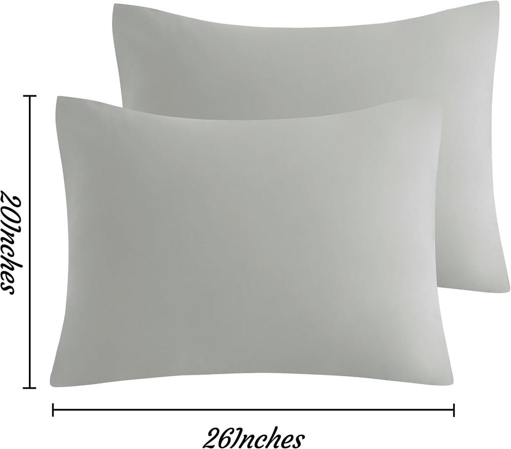 Ntbay Standard Pillow Cases Set of 2, 2 Pack Brushed Microfiber 20x26 Pillow Cases, Soft, Wrinkle, Fade, Stain Resistant Light Grey Pillow…