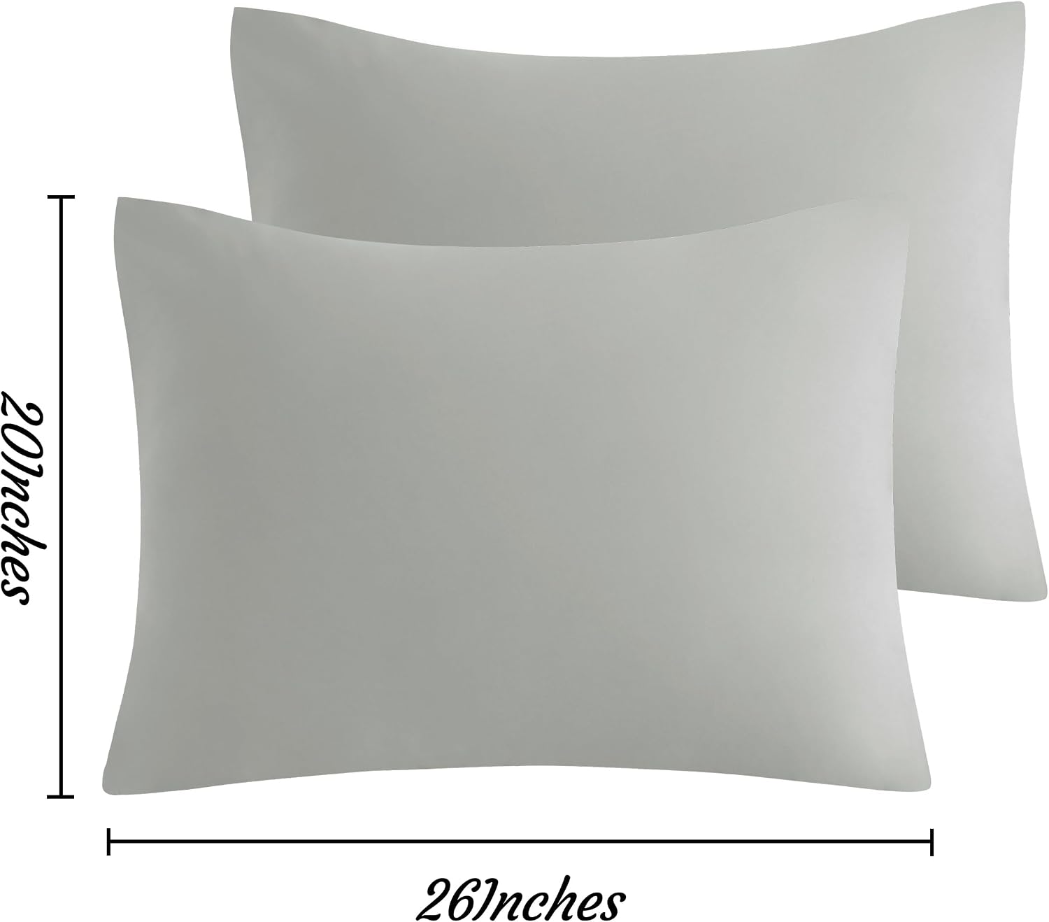 Ntbay Standard Pillow Cases Set of 2, 2 Pack Brushed Microfiber 20x26 Pillow Cases, Soft, Wrinkle, Fade, Stain Resistant Light Grey Pillow…