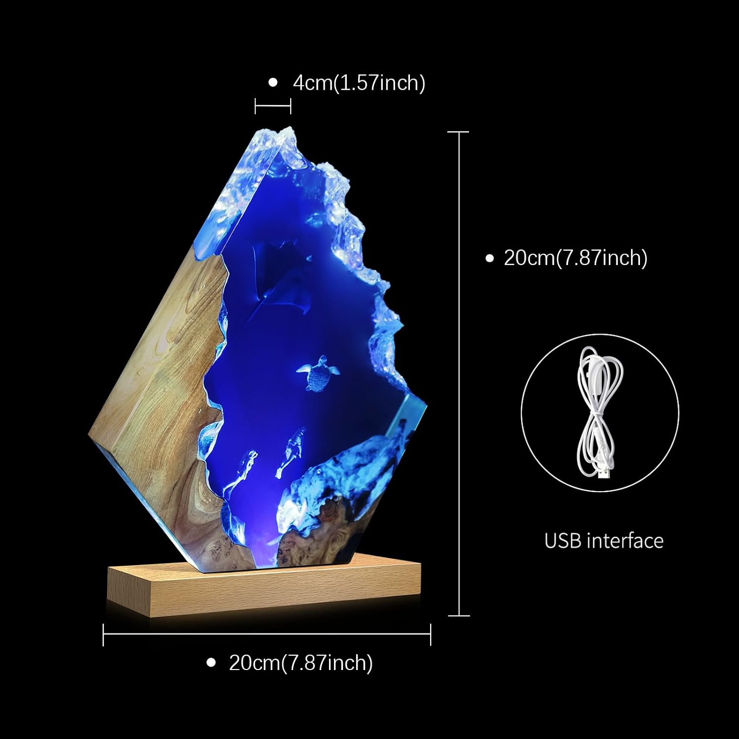 Epoxy Resin Lamp, Ocean Night Light, Artistry Home Decor Bedside Nightlight, Unique Resin Lighting, Nightstand Decorations for Bedroom…