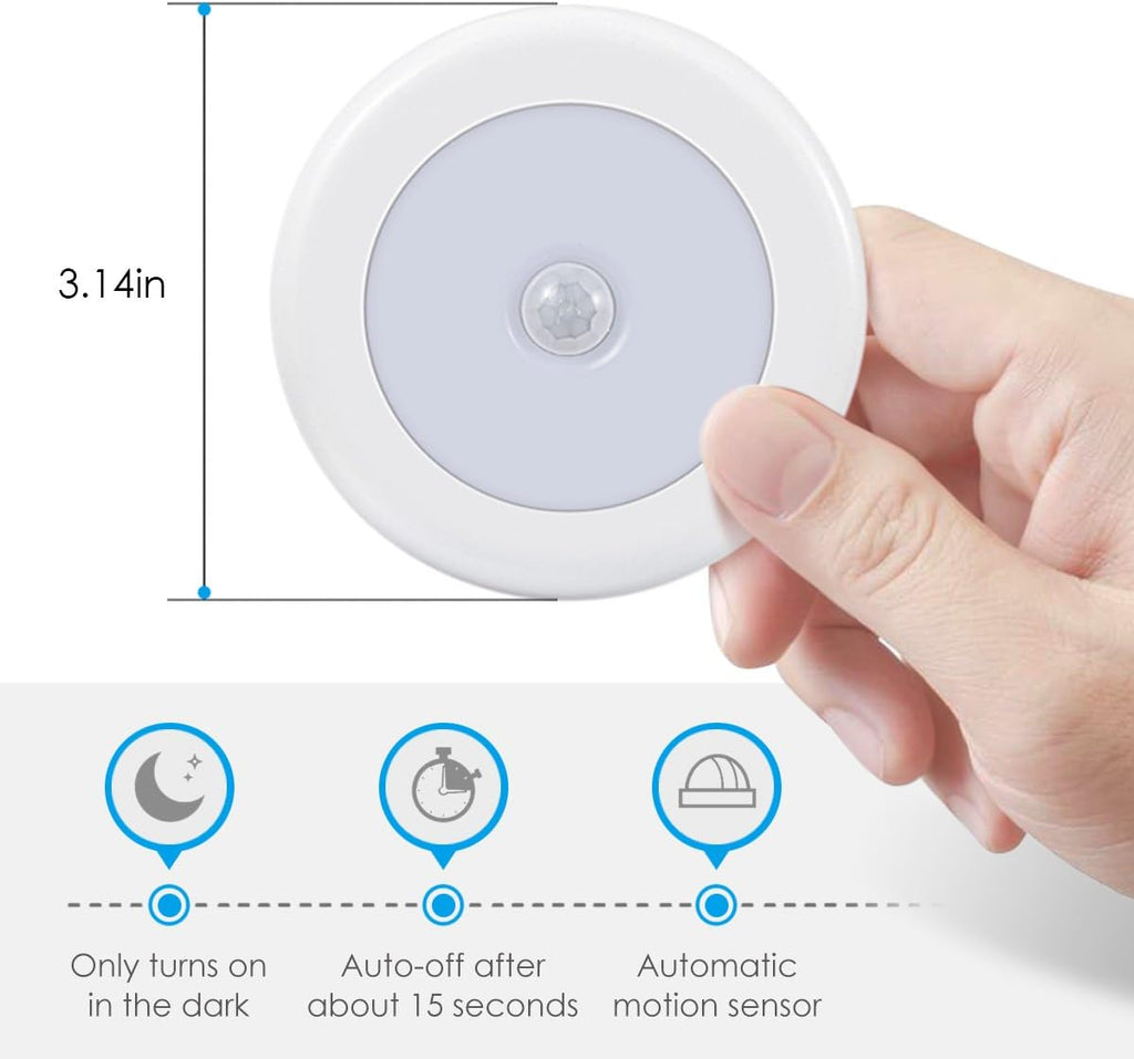 AMIR Upgraded 3.15” Motion Sensor Light Indoor, Cordless Battery Powered Stick on LED Night Lights for Closet, Stair, Under Cabinet…