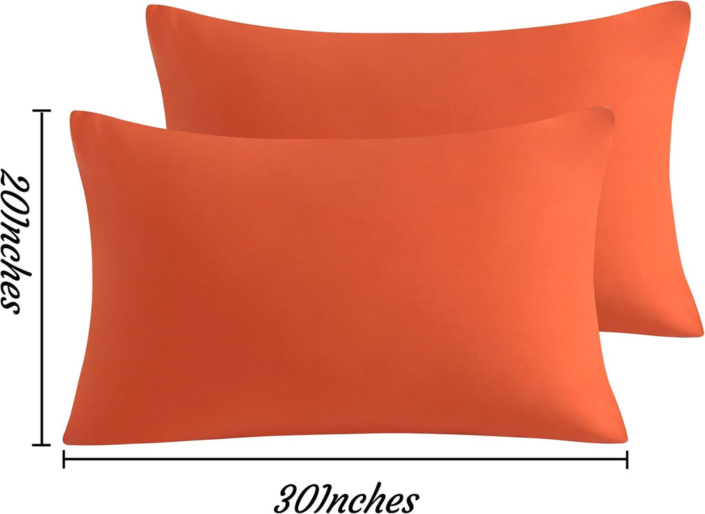 Ntbay Queen Pillow Cases Set of 2, 2 Pack Brushed Microfiber 20x30 Pillow Cases, Soft, Wrinkle, Fade, Stain Resistant Brunt Orange Pillow C…