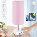 Yarra-Decor Desk Lamp with USB Port, Touch Control Desk Lamp with 3 Levels Brightness, Bedside Table Lamp with Round Pink Shade for…
