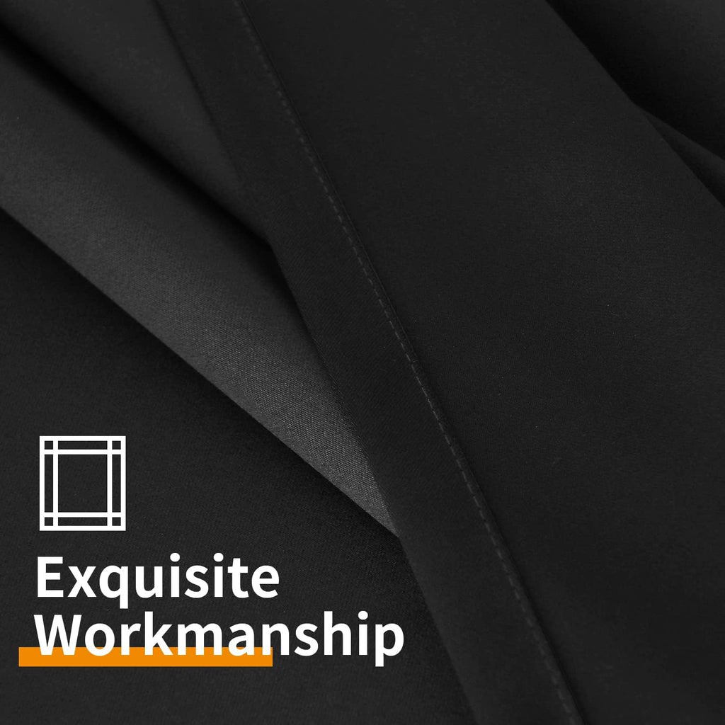 YoungsTex Black 100% Blackout Curtains 45 Inches for Bedroom Thermal Insulated Total Room Darkening Curtains for Living Room Window with Bl…