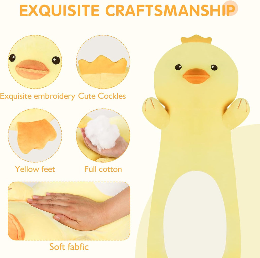 Tianmihou 36 Inch Giant Duck Plush Long Body Pillow, Yellow Duck Stuffed Animal Soft Pillow, Cute Squishy Cuddle Toy Gift for Kids Girls…