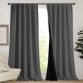 Nicetown Total Shade Curtains and Draperies, Grey Blackout Bedroom Curtains, Heavy-Duty Rod Pocket Drapes with Black Liner Backing for Vill…