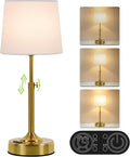 Height Adjustable Rechargeable Table Lamp with Timer, Dimmable Cordless LED Desk Lamp, 4000mAh Battery Operated Table Lamps, Gold…