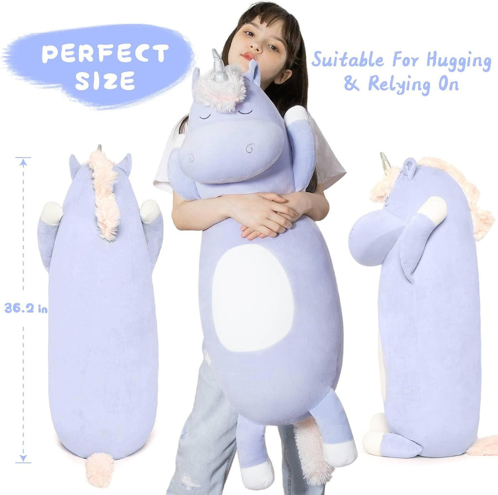 MorisMos Unicorn Body Pillow, 36.2'' Plush Unicorn Stuffed Animal, Super Soft Animal Pillow for Girl Kid, Giant Stuffed Animal Gifts for…