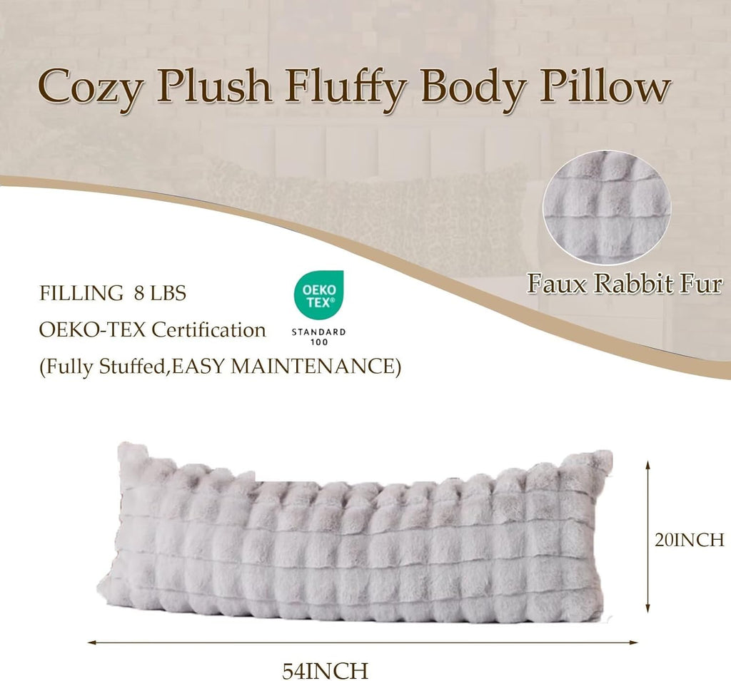 Animebody Luxury Shaggy Faux Fur Body Pillow, Fluffy Bed Pillow with Zipper Closure, Soft Decorative Plush Full Long Pillows, Fuzzy Hug Pillow…