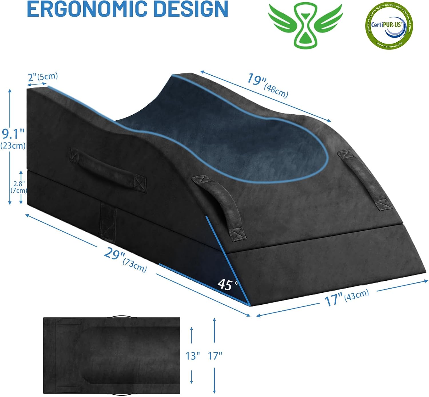 TranquilRelax Tranquilrelax Double Leg Elevation Pillows, Wedge Pillow for After Surgery, Memory Foam Support Adjustable, Comfort Ca…