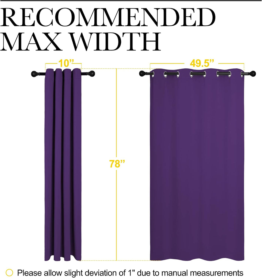 Nicetown Purple Blackout Curtains 78 inches Long, Niose Reducing and Thermal Insulated Room Darkening Curtains for Girls Bedroom Living Roo…