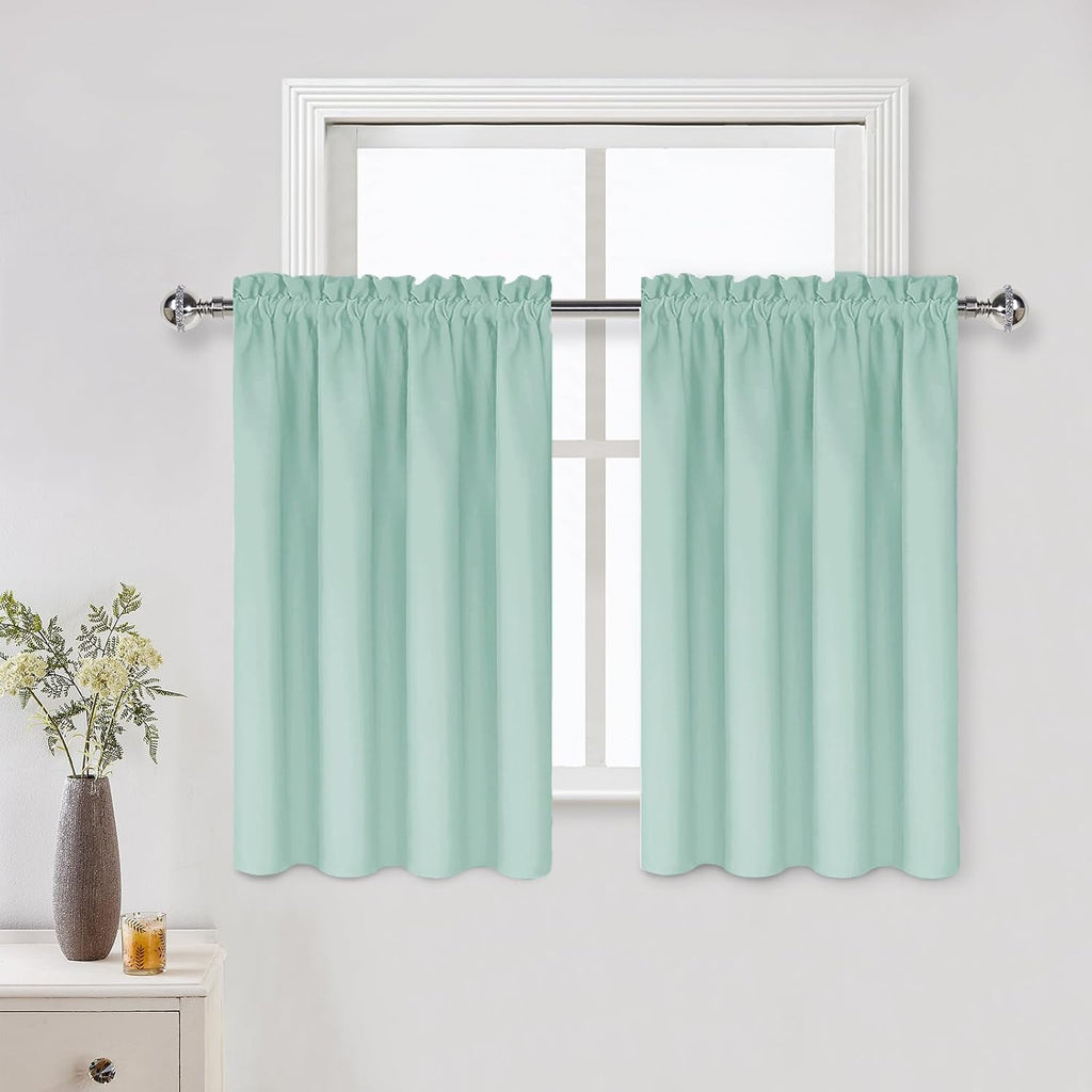 DWCN Blackout Curtains for Living Room Thermal Insulated, Energy Saving & Noise Reducing Bedroom Curtains, Mint Green, W 42x L 36 Inch…
