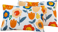 Susybao Floral Pillow Cases King Size Set of 2 100% Cotton Colorful Flower Pillow Covers Envelope Closure End Orange Blue Botanical Decorat…