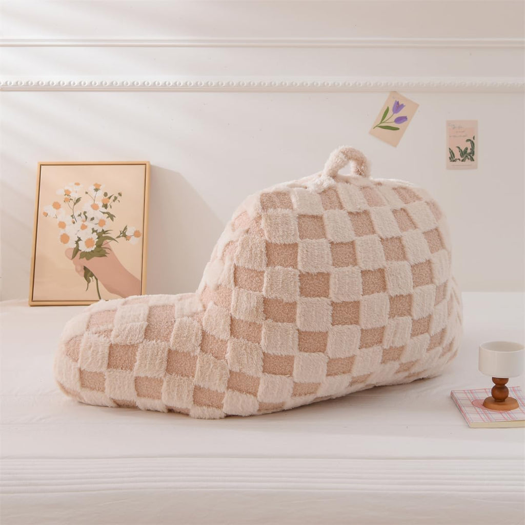 Holawakaka Checkered Reading Pillow with Arms, Adults Backrest Reading & Rest Pillows for Sitting Up in Bed, Bed Rest, Lounging, Working, A…