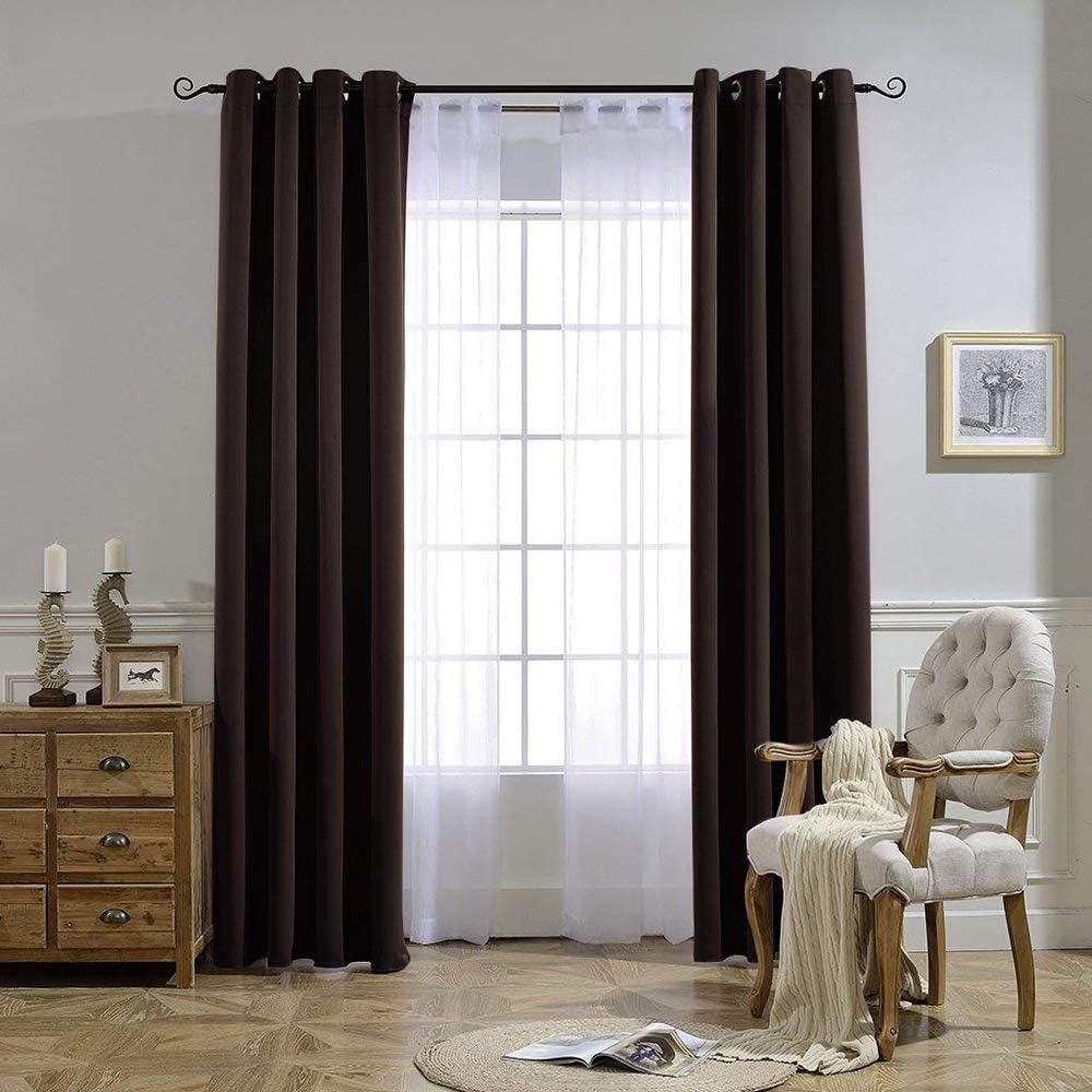 Nicetown Blackout Thick Window Curtains - (W52 x L108, Brown, 2 Panels) Thermal Insulated Grommet Drape Panels for Bedroom and Living Room…