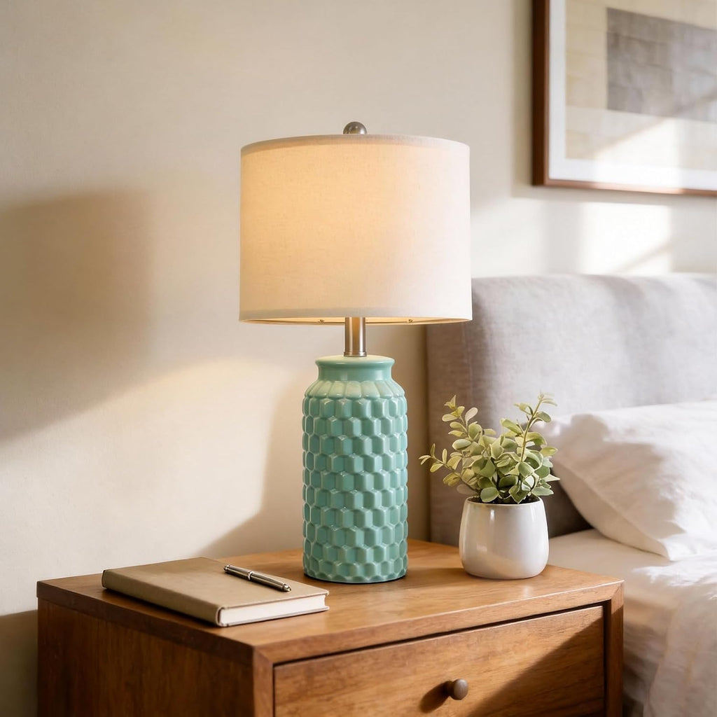 USumkky 20.5" Ceramic Table Lamps Set of 2 - Modern Farmhouse & Boho Style, Bedside Nightstand Lamps for Bedroom, Living Room End Table…