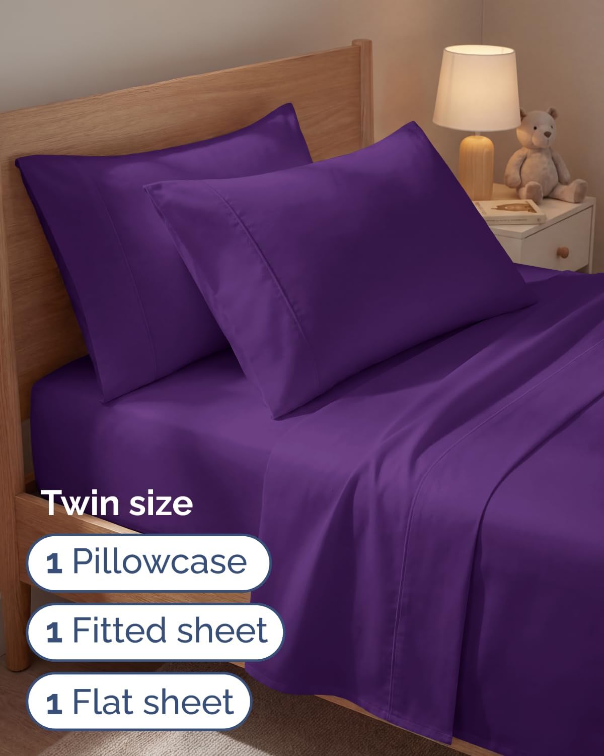 Twin 4 Piece Sheet Set - Comfy, Breathable & Cooling - Hotel Luxury Bedding for Women, Men, Kids, Teens and Children - 1 Flat & 1 Fitted…