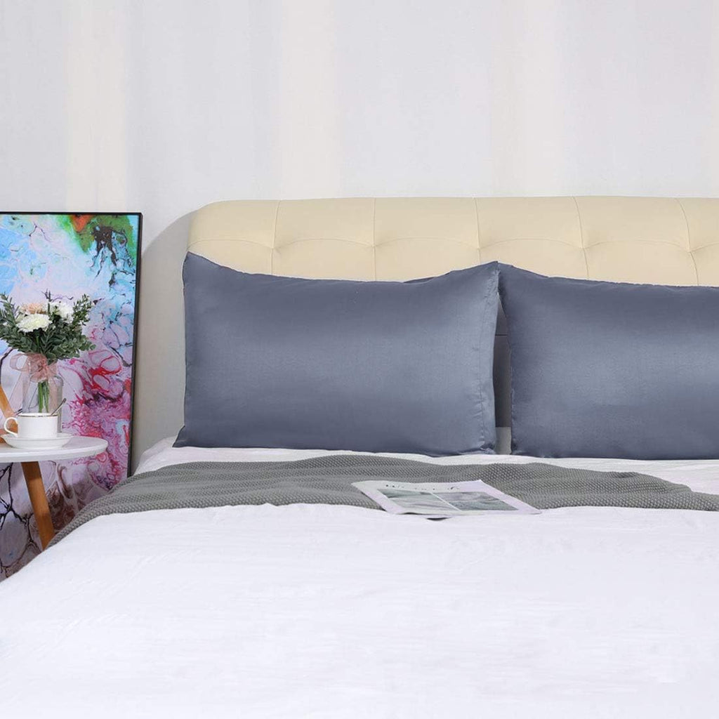 uxcell 2 Pack Silk Satin Pillowcase for Hair and Skin, Cool, Silky, Soft Breathable Pillow Cases Queen Size 20x30 Inch Sateen Pillowcase Sl…