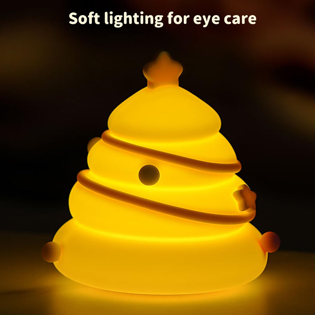 Xmas Tree Night Light, Cute LED Lamp, Silicone Dimmable Nursery Nightlight for Kids, Rechargeable Bedside Touch Lamp, Funny Office Desk…