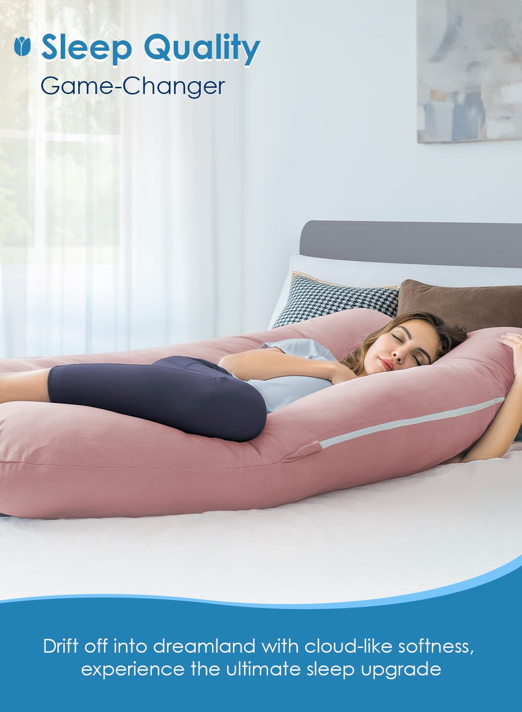 QUEEN ROSE Extra Long Pregnancy Pillows, 60 Inch U Shaped Body Pillow for Sleeping, Cooling Maternity Pillow for Pregnant Women, Body…