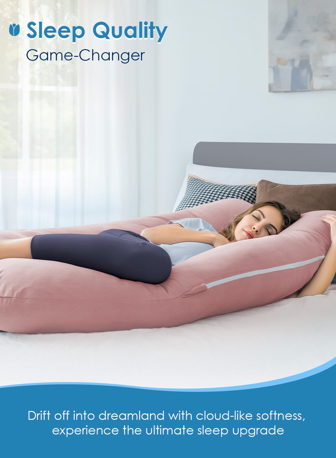 QUEEN ROSE Extra Long Pregnancy Pillows, 60 Inch U Shaped Body Pillow for Sleeping, Cooling Maternity Pillow for Pregnant Women, Body…