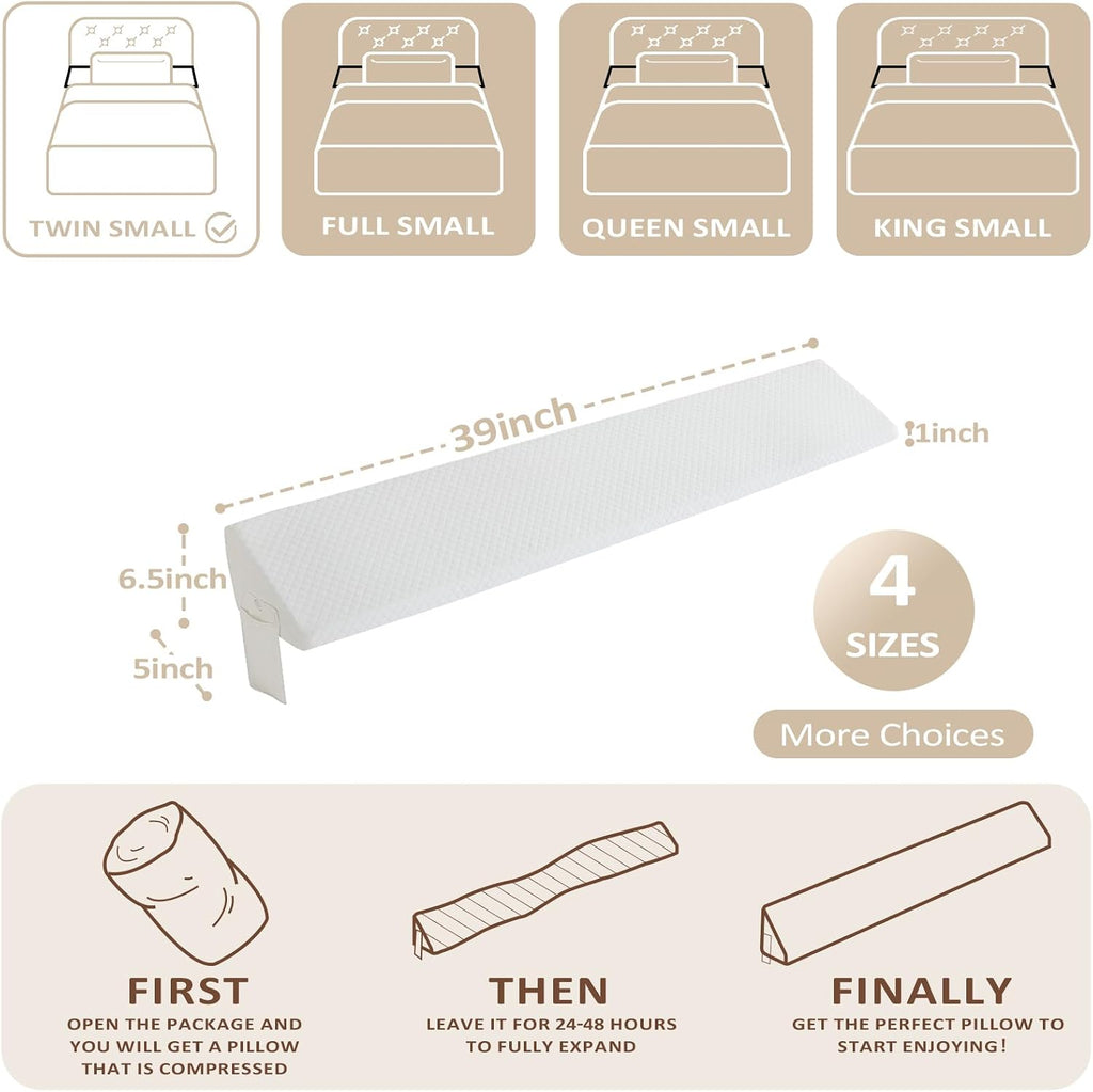 Homemate Twin Size(39"x6.5"x5") Bed Wedge Pillow for Headboard - Upgraded Bed Gap Filler Twin Between Mattress and Headboard - Wedge…