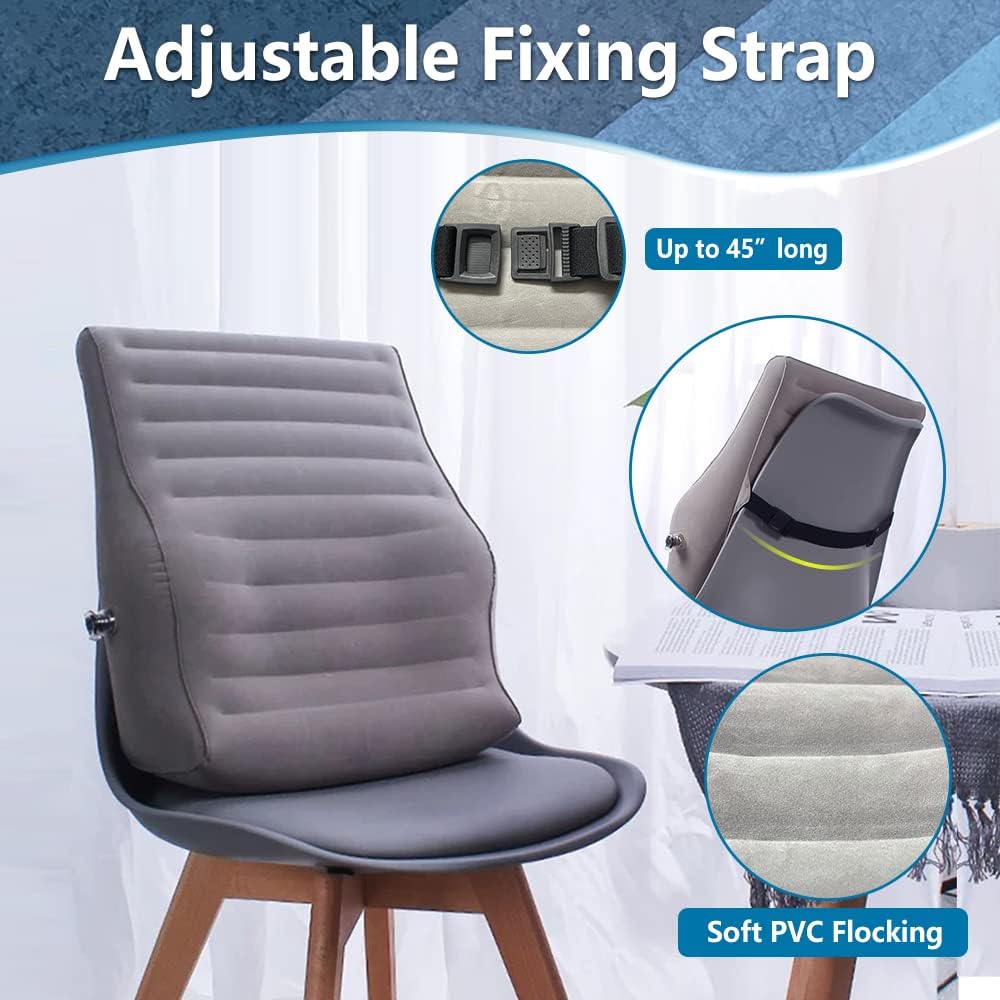 Inflatable Lumbar Support Pillow, Blow Up Travel Back Cushion, Lumbar Support for Lower Back Pain, Office Chair Sitiing, Gaming, Car Seat…
