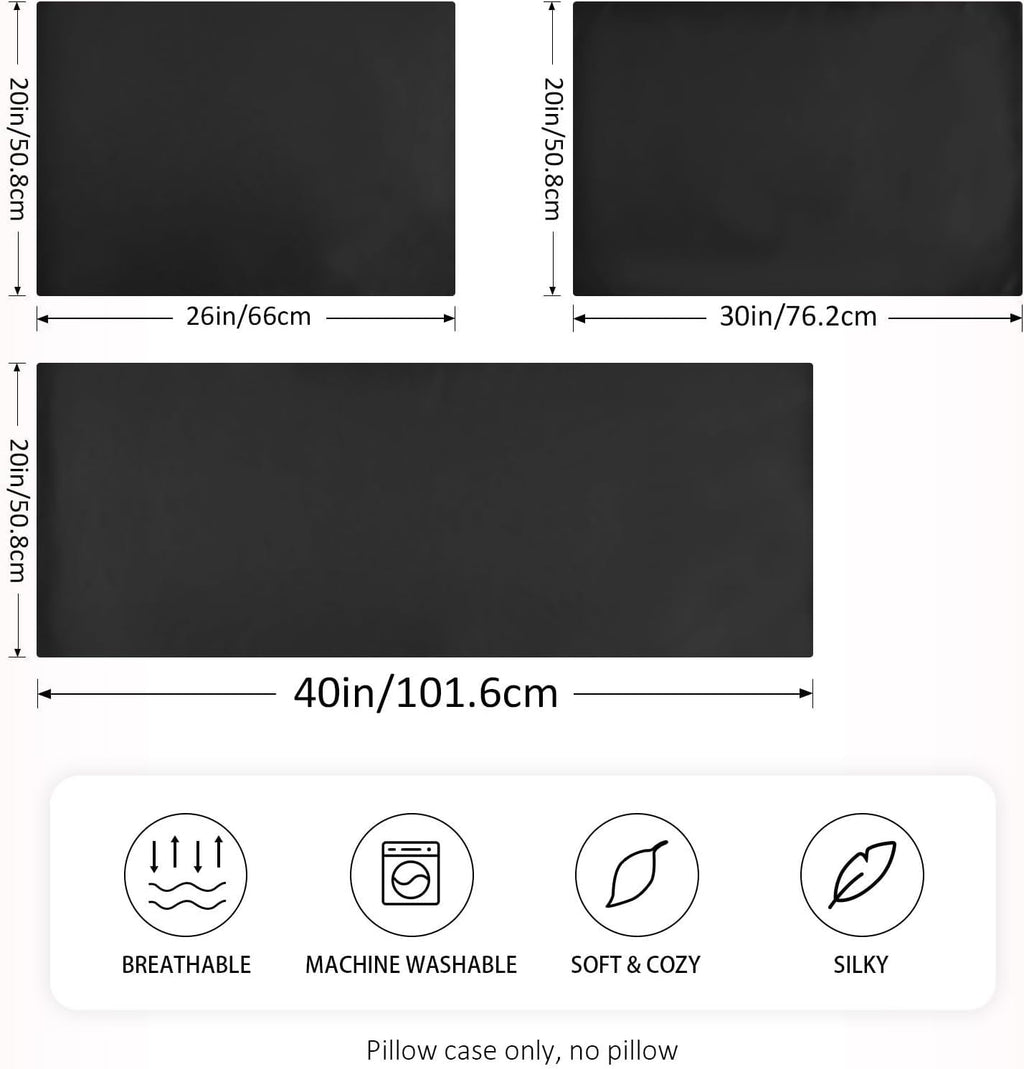 Black Color Pillow Covers Silk Pillowcase for Hair and Skin Soft Smooth Cooling Satin Pillowcase King Size Pillow Case for Women Boys…