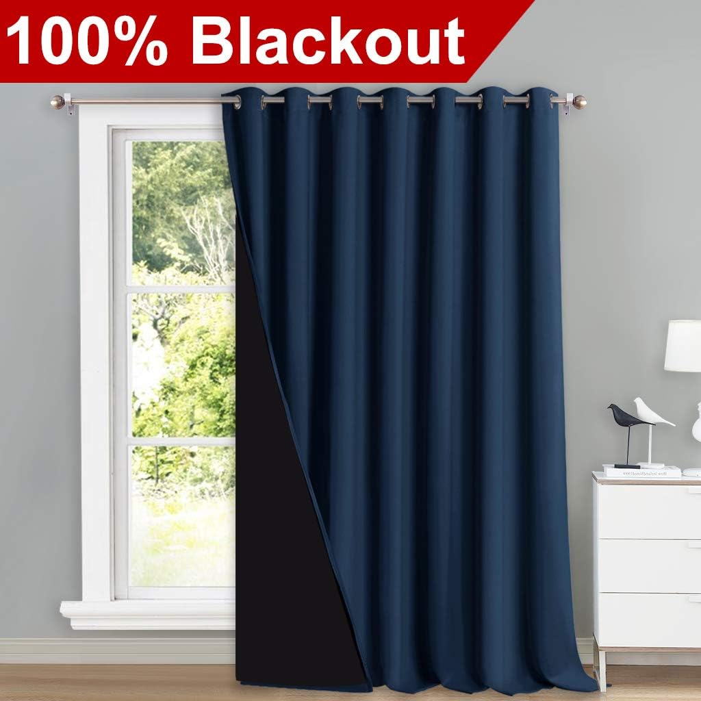 NICETOWN Sound Reducing Room Divider Curtains, 100% Blackout Patio Curtain, Wide Lined Drape, Keep Warm Drapery, Sliding Glass Door Panel…
