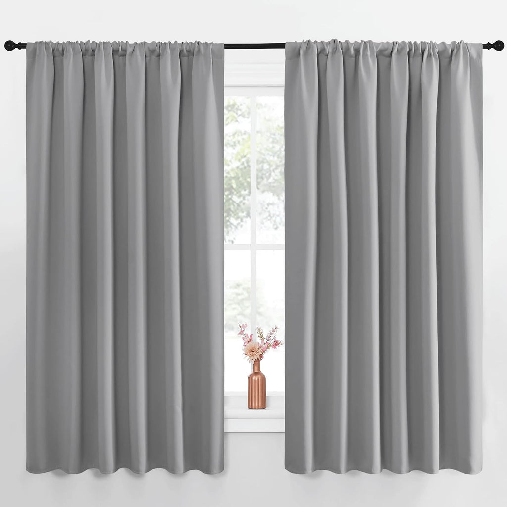 NICETOWN Short Curtains for Small Window - Thermal Insulated Rod Pocket Blackout Drapes/Draperies for Dining Room (2 Panels, W70 x L63…