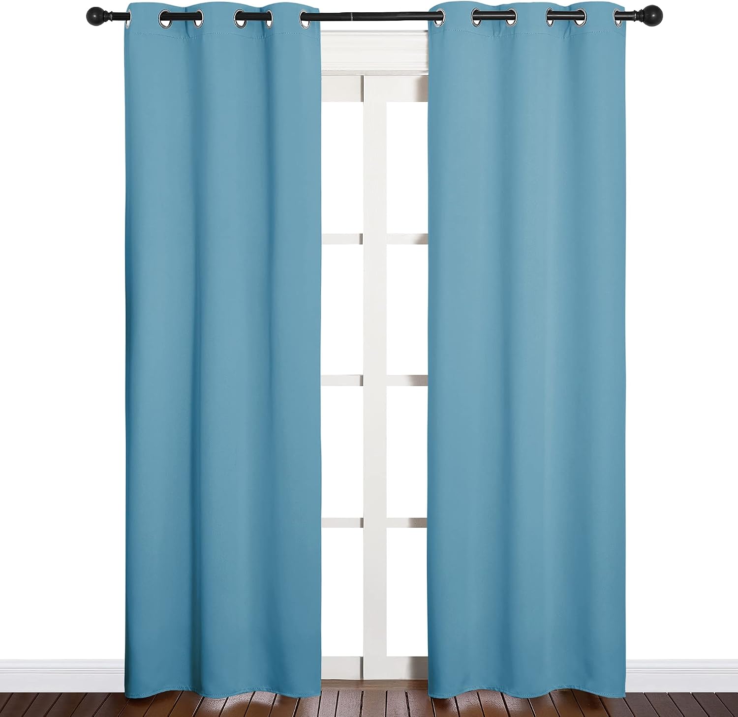 NICETOWN Thermal Curtains for Kids Room, Window Treatment Thermal Insulated Solid Grommet Blackout Drape Panels for Bedroom (Teal Blue…