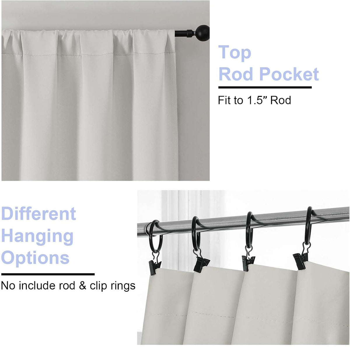 Simplebrand Ava Natural Blackout Curtains for Bedroom 90 Inches Long 2 Panels Set, Solid Privacy Energy Saving Living Room Window Treatment…