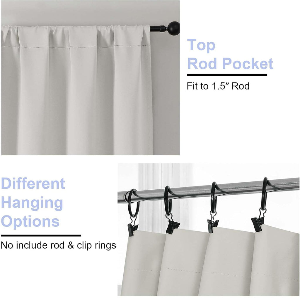 Simplebrand Ava Natural Blackout Curtains for Bedroom 96 Inches Long 2 Panels, Solid Thermal Insulated, Energy Saving Living Room Window Tr…