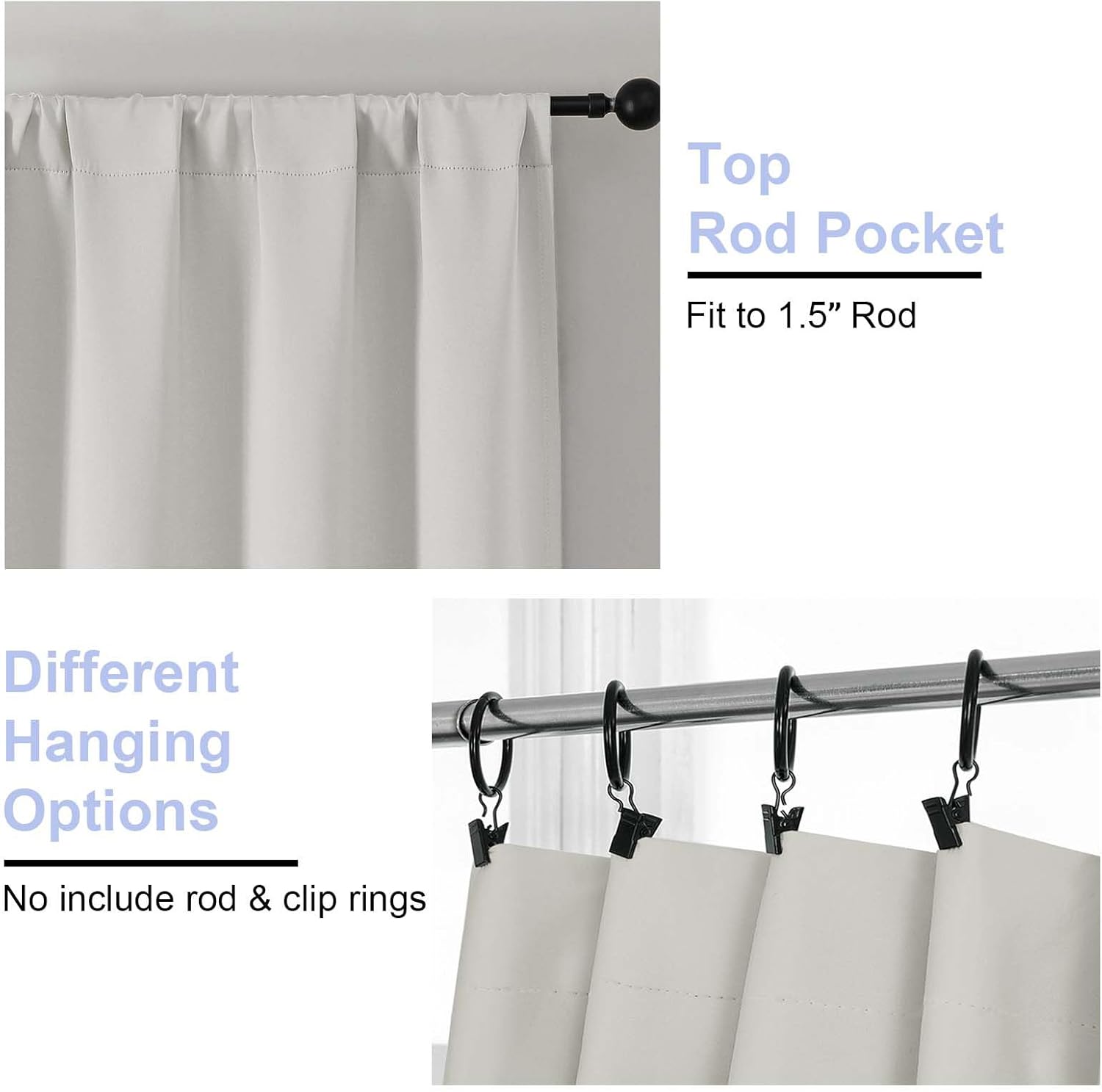 Simplebrand Ava Natural Blackout Curtains for Bedroom 84 Inch Length 2 Panels Set, Solid Thermal Insulated Privacy Living Room Window …