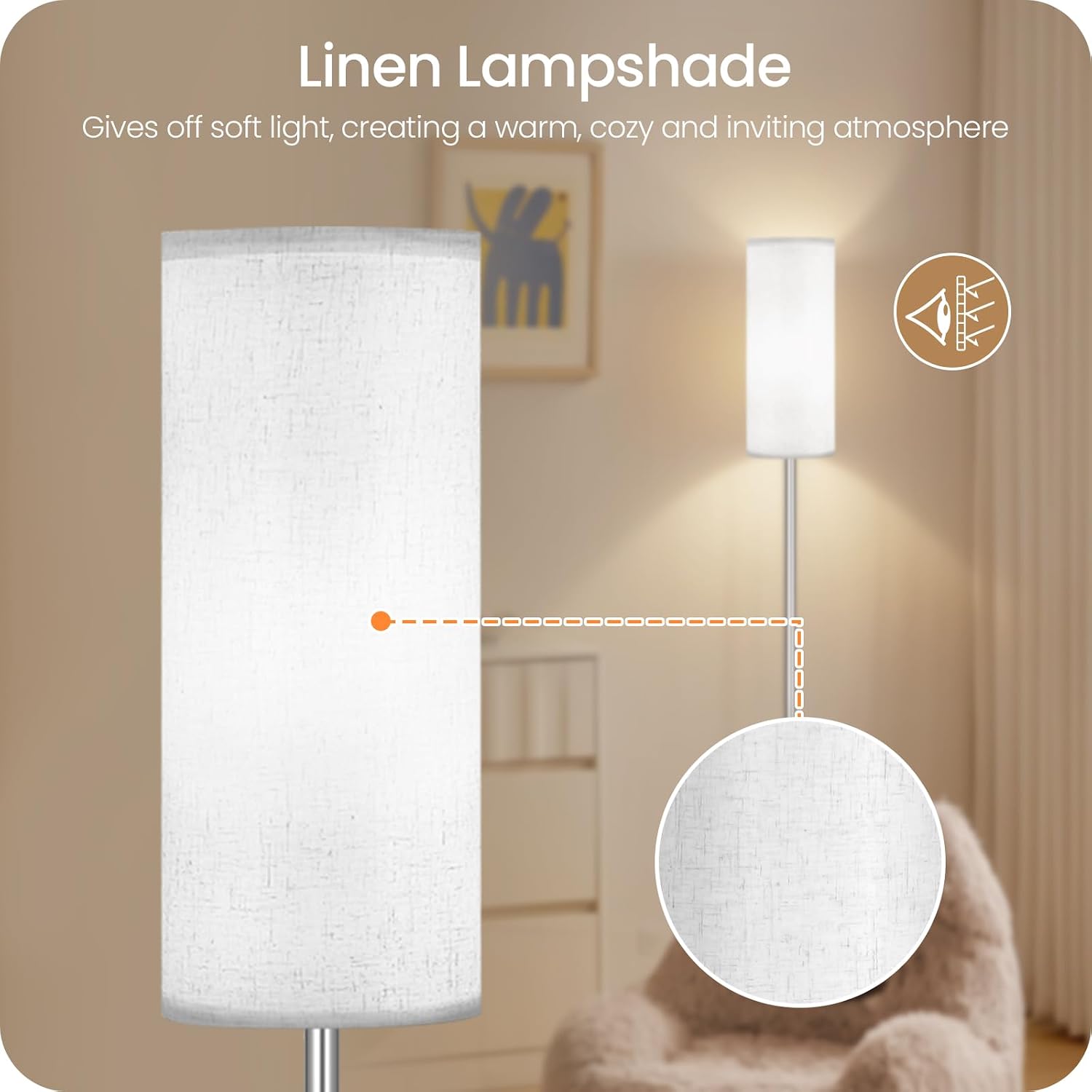 Dimmable Floor Lamps for Living Room with Remote and Foot Switch, 64.4” Modern Standing Tall Lamp, Corner Lamp for Office, Bulb Included…