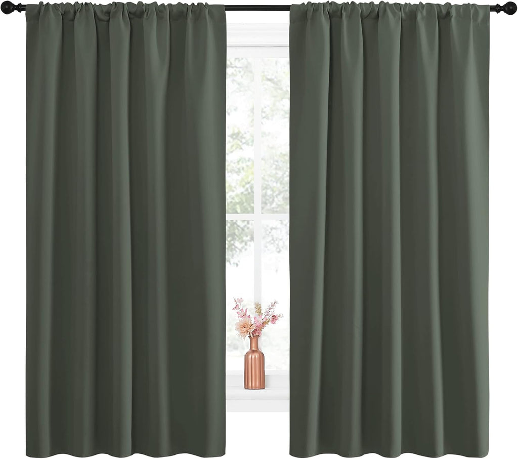 NICETOWN Bedroom Curtains Blackout Draperies - All Season Thermal Insulated Solid Rod Pocket Top Blackout Curtains/Drapes for Kid's Room…
