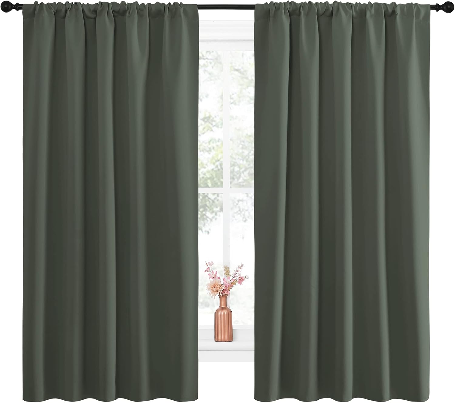 NICETOWN Bedroom Curtains Blackout Draperies - All Season Thermal Insulated Solid Rod Pocket Top Blackout Curtains/Drapes for Kid's Room…